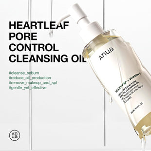 Anua Dúo limpiador doble para limpieza facial: aceite limpiador de control de poros Heartleaf y espuma de limpieza profunda de poros de quercetinol Heartleaf para doble limpieza, removedor de puntos