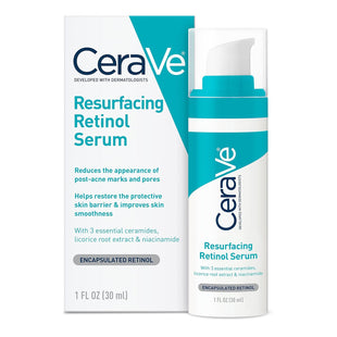 CeraVe - Sérum con retinol para la textura de la piel y las marcas del acné; refina los poros, rejuvenece, iluminador, con retinol y niacinamida, sin fragancia, sin parabenos, no comedogénico, 1 onza